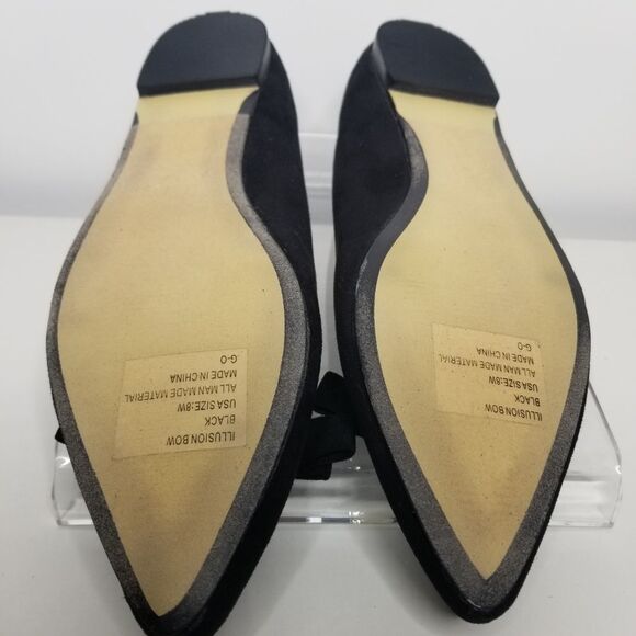 Lane Bryant Black Illusion Bow Flat Women 8W Ballet Faux Suede Flat  Pointed Toe - Picture 9 of 13